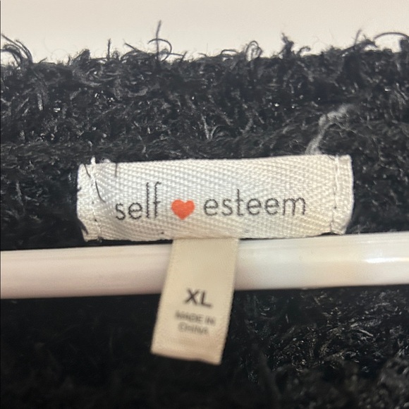 Self Esteem Black, White, and Pink Fuzzy Sweater - Picture 4 of 7